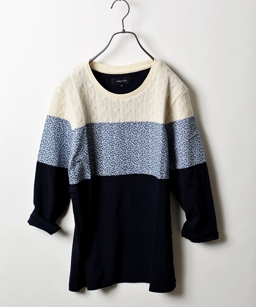 SHIPS JET BLUE（シップスジェットブルー）の「★★SHIPS JET BLUE(シップス ジェットブルー): パッチワーク 7スリーブカットソー 15SS（Tシャツ/カットソー・メンズ・イエロー/ネイビー/グレー/ワイン・LARGE/MEDIUM/SMALL）」の2枚目の写真