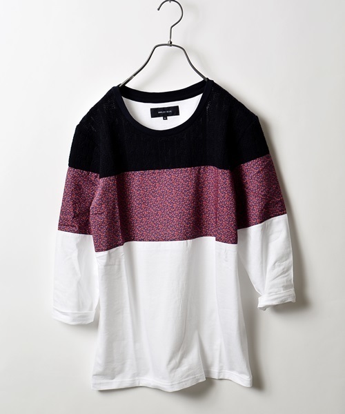 SHIPS JET BLUE（シップスジェットブルー）の「★★SHIPS JET BLUE(シップス ジェットブルー): パッチワーク 7スリーブカットソー 15SS（Tシャツ/カットソー・メンズ・イエロー/ネイビー/グレー/ワイン・LARGE/MEDIUM/SMALL）」の4枚目の写真