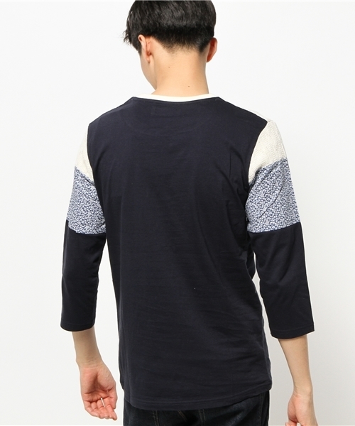 SHIPS JET BLUE（シップスジェットブルー）の「★★SHIPS JET BLUE(シップス ジェットブルー): パッチワーク 7スリーブカットソー 15SS（Tシャツ/カットソー・メンズ・イエロー/ネイビー/グレー/ワイン・LARGE/MEDIUM/SMALL）」の6枚目の写真