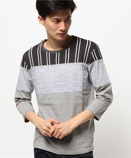 SHIPS JET BLUE（シップスジェットブルー）の「★★SHIPS JET BLUE(シップス ジェットブルー): パッチワーク 7スリーブカットソー 15SS（Tシャツ/カットソー・メンズ・イエロー/ネイビー/グレー/ワイン・LARGE/MEDIUM/SMALL）」の14枚目の写真