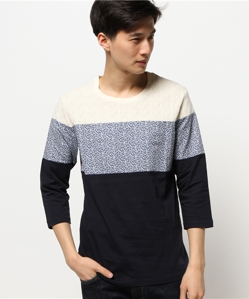 SHIPS JET BLUE（シップスジェットブルー）の「★★SHIPS JET BLUE(シップス ジェットブルー): パッチワーク 7スリーブカットソー 15SS（Tシャツ/カットソー・メンズ・イエロー/ネイビー/グレー/ワイン・LARGE/MEDIUM/SMALL）」の15枚目の写真