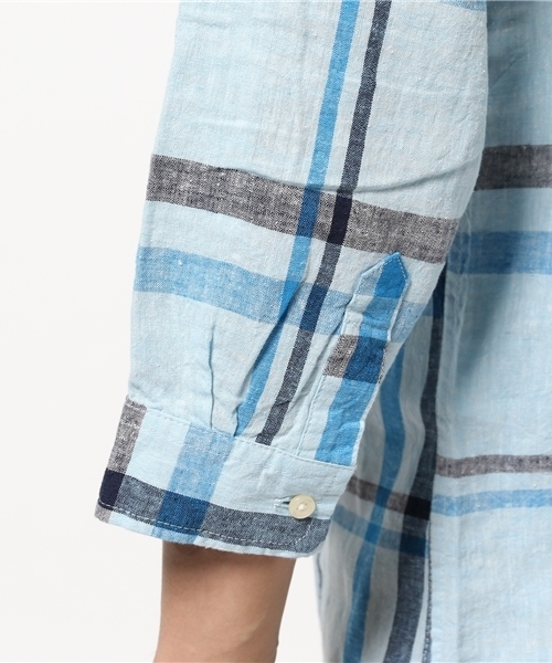 OUTLET（アウトレット）の「【CIAOPANIC TYPY】綿麻チェック7分袖BDシャツ（シャツ/ブラウス・メンズ・サックスブルー・SMALL/MEDIUM）」の7枚目の写真