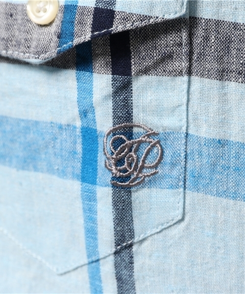 OUTLET（アウトレット）の「【CIAOPANIC TYPY】綿麻チェック7分袖BDシャツ（シャツ/ブラウス・メンズ・サックスブルー・SMALL/MEDIUM）」の12枚目の写真