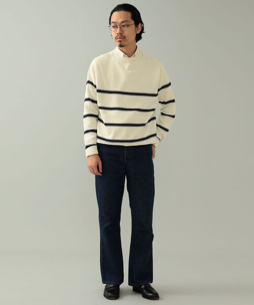 BEAMS F（ビームスエフ）の「Macalastair / ボーダー クルーネック ニット（ニット/セーター・メンズ・ホワイト/イエロー・40/38）」の5枚目の写真