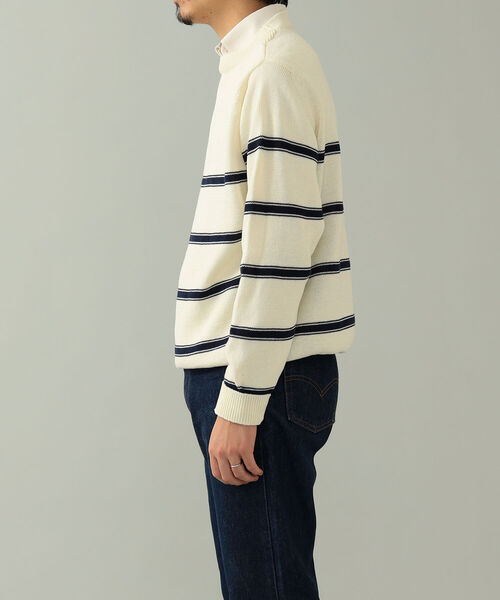 BEAMS F（ビームスエフ）の「Macalastair / ボーダー クルーネック ニット（ニット/セーター・メンズ・ホワイト/イエロー・40/38）」の8枚目の写真