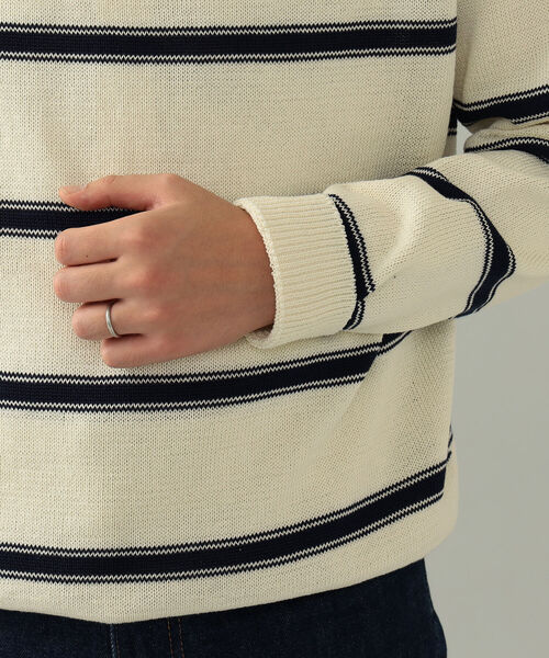 BEAMS F（ビームスエフ）の「Macalastair / ボーダー クルーネック ニット（ニット/セーター・メンズ・ホワイト/イエロー・40/38）」の11枚目の写真