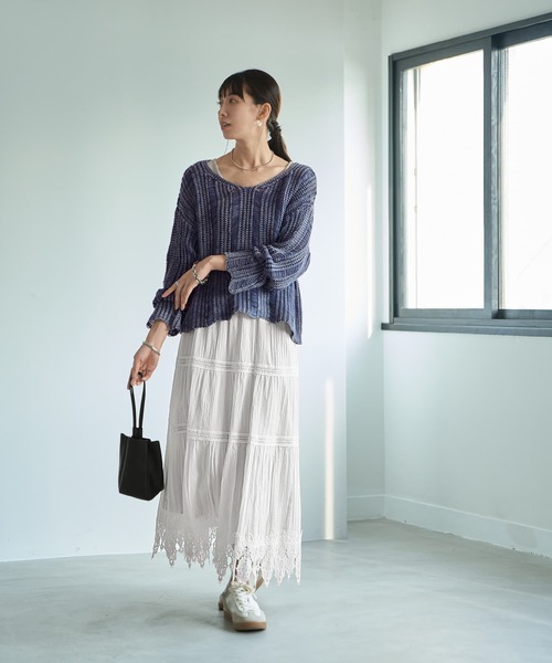 STYLE DELI(スタイルデリ)の「【LUXE】コットンレースギャザーロングスカート(スカート・レディース・ホワイト・01/02)」の2枚目の写真
