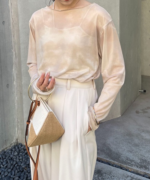 CAPRICIEUX LE'MAGE（カプリシューレマージュ）の「ニュアンスプリントシアーTシャツ（Tシャツ/カットソー・レディース・ベージュ/ホワイト系その他・FREE）」の6枚目の写真