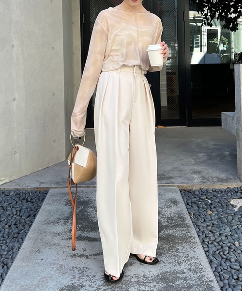 CAPRICIEUX LE'MAGE（カプリシューレマージュ）の「ニュアンスプリントシアーTシャツ（Tシャツ/カットソー・レディース・ベージュ/ホワイト系その他・FREE）」の8枚目の写真