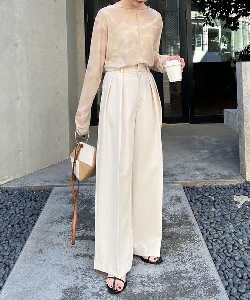 CAPRICIEUX LE'MAGE（カプリシューレマージュ）の「ニュアンスプリントシアーTシャツ（Tシャツ/カットソー・レディース・ベージュ/ホワイト系その他・FREE）」の10枚目の写真