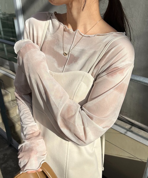 CAPRICIEUX LE'MAGE（カプリシューレマージュ）の「ニュアンスプリントシアーTシャツ（Tシャツ/カットソー・レディース・ベージュ/ホワイト系その他・FREE）」の16枚目の写真