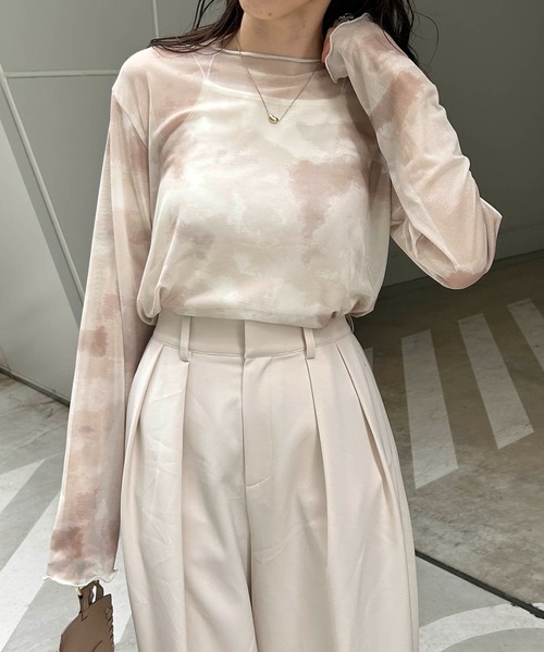 CAPRICIEUX LE'MAGE（カプリシューレマージュ）の「ニュアンスプリントシアーTシャツ（Tシャツ/カットソー・レディース・ベージュ/ホワイト系その他・FREE）」の22枚目の写真