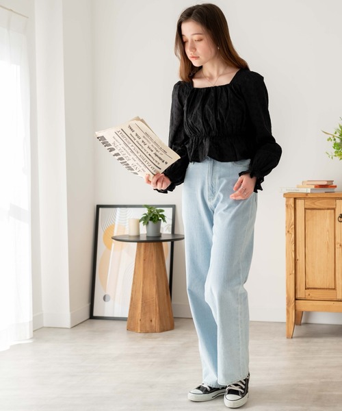 WEGO（ウィゴー）の「WEGO/コットンレースバックリボンブラウス（シャツ/ブラウス・レディース・ホワイト/ブラック・FREE）」の4枚目の写真