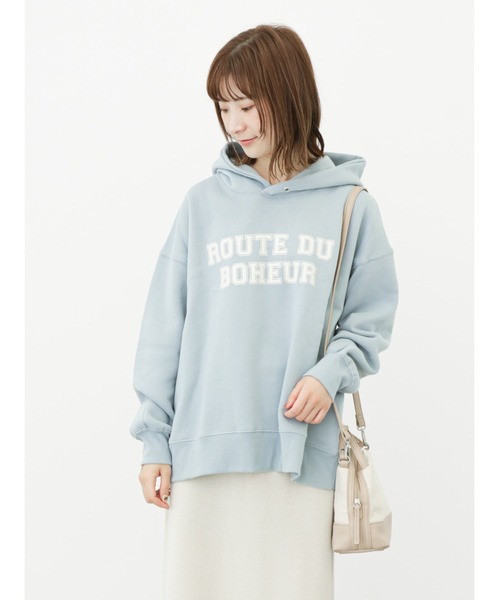 Samansa Mos2 blue（サマンサモスモスブルー）の「裏起毛ロゴパーカー（パーカー・レディース・チャコール/オフホワイト/サックスブルー・ﾌﾘ-）」の3枚目の写真