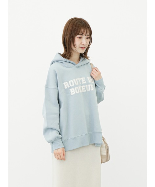 Samansa Mos2 blue（サマンサモスモスブルー）の「裏起毛ロゴパーカー（パーカー・レディース・チャコール/オフホワイト/サックスブルー・ﾌﾘ-）」の7枚目の写真