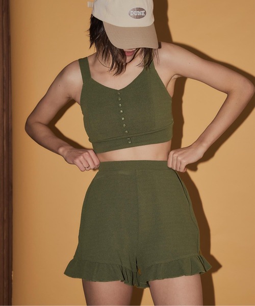 SEA DRESS（シードレス）の「ミニボタンシンプルビスチェビキニ/水着（水着・レディース・レッド/ブラック/カーキ・L/M/S）」の3枚目の写真