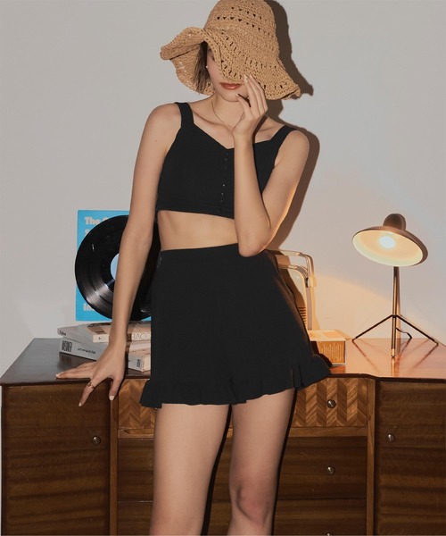 SEA DRESS（シードレス）の「ミニボタンシンプルビスチェビキニ/水着（水着・レディース・レッド/ブラック/カーキ・L/M/S）」の4枚目の写真