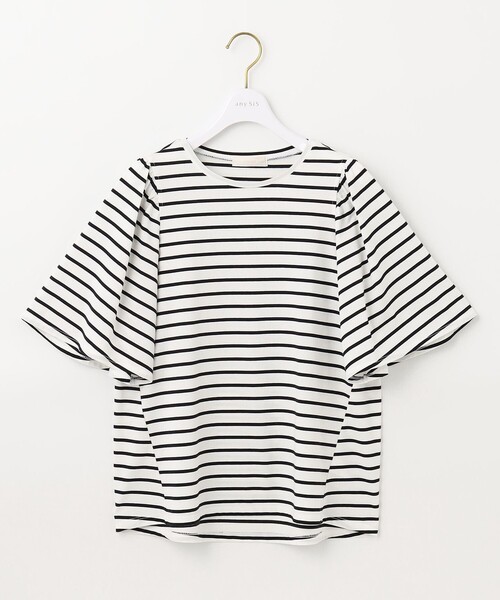 ANY SIS(エニィスィス)の「【UVケア】プレーティングジャージー フレアスリーブ カットソー(Tシャツ/カットソー・レディース・ダルブルー系/ブラック系/ローズ系/ホワイト系/ライトグリーン系/ブラック系2・2)」の4枚目の写真