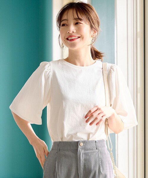 ANY SIS(エニィスィス)の「【UVケア】プレーティングジャージー フレアスリーブ カットソー(Tシャツ/カットソー・レディース・ダルブルー系/ブラック系/ローズ系/ホワイト系/ライトグリーン系/ブラック系2・2)」の13枚目の写真