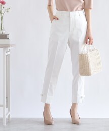 【オフィスにもデイリーにも】裾リボンストレッチパンツ