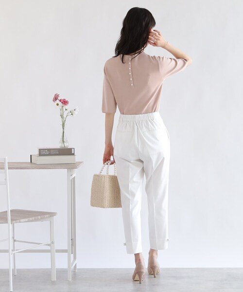 couture brooch（クチュールブローチ）の「【オフィスにもデイリーにも】裾リボンストレッチパンツ（その他パンツ・レディース・オフホワイト/ブラック/ブラック系1・34/36/38/40/42）」の7枚目の写真