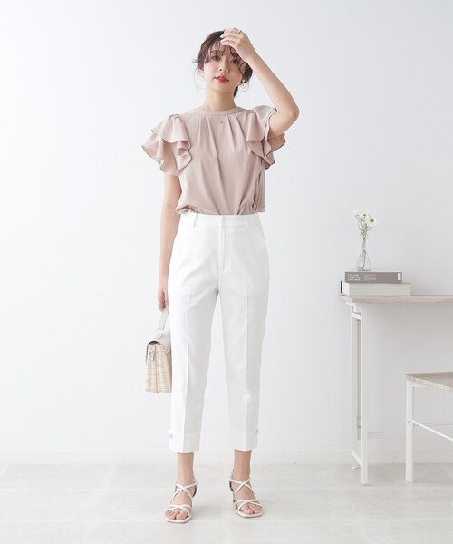 couture brooch（クチュールブローチ）の「【オフィスにもデイリーにも】裾リボンストレッチパンツ（その他パンツ・レディース・オフホワイト/ブラック/ブラック系1・34/36/38/40/42）」の11枚目の写真