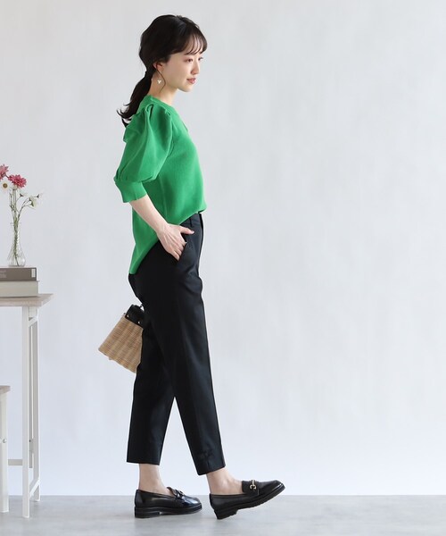 couture brooch（クチュールブローチ）の「【オフィスにもデイリーにも】裾リボンストレッチパンツ（その他パンツ・レディース・オフホワイト/ブラック/ブラック系1・34/36/38/40/42）」の16枚目の写真