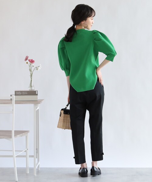 couture brooch（クチュールブローチ）の「【オフィスにもデイリーにも】裾リボンストレッチパンツ（その他パンツ・レディース・オフホワイト/ブラック/ブラック系1・34/36/38/40/42）」の17枚目の写真