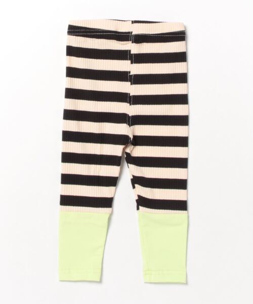 Bambin（ボンバン）の「【 Bambin / ボンバン 】 切り替え デザイン ボーダー柄 リブレギンス（レギンス/スパッツ・キッズ・ブラック×グリーン/グレー×ピンク・100/90/80）」の3枚目の写真