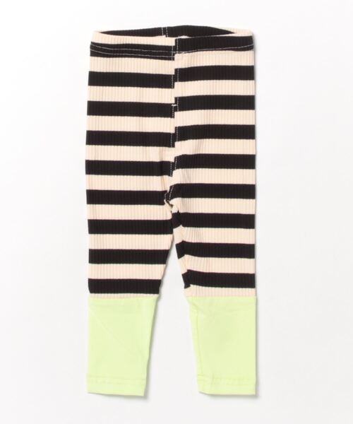 Bambin（ボンバン）の「【 Bambin / ボンバン 】 切り替え デザイン ボーダー柄 リブレギンス（レギンス/スパッツ・キッズ・ブラック×グリーン/グレー×ピンク・100/90/80）」の5枚目の写真