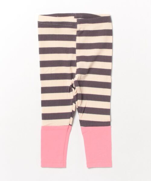 Bambin（ボンバン）の「【 Bambin / ボンバン 】 切り替え デザイン ボーダー柄 リブレギンス（レギンス/スパッツ・キッズ・ブラック×グリーン/グレー×ピンク・100/90/80）」の4枚目の写真
