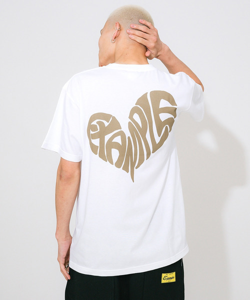 EXAMPLE（エグザンプル）の「《ZOZO LIMITED》EXAMPLE HEART LOGO S/S TEE（Tシャツ/カットソー・メンズ・ホワイト×グリーン/ホワイト×ブラック/ブラック×ホワイト/ホワイト×パープル/ブラック×レッド/ブラック×ブルー/ブラック×イエロー/ホワイト×ブラウン・M/L/XL/XXL）」の11枚目の写真