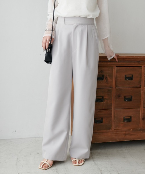 DISCOAT(ディスコート)の「アンチピリングタックワイドパンツ(その他パンツ・レディース・ブラック/ホワイト系その他/グレー・MEDIUM/LARGE/SMALL)」の1枚目の写真