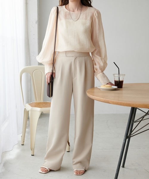 DISCOAT(ディスコート)の「アンチピリングタックワイドパンツ(その他パンツ・レディース・ブラック/ホワイト系その他/グレー・MEDIUM/LARGE/SMALL)」の5枚目の写真