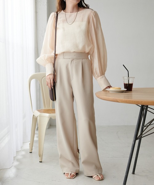 DISCOAT(ディスコート)の「アンチピリングタックワイドパンツ(その他パンツ・レディース・ブラック/ホワイト系その他/グレー・MEDIUM/LARGE/SMALL)」の4枚目の写真