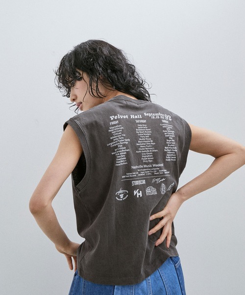 ADAM ET ROPE'（アダムエロペ）の「【Good Rock Speed】ORIGINAL ROCK SLEEVELESS TEE（タンクトップ・レディース・ブラック/ベージュ・FREE）」の2枚目の写真