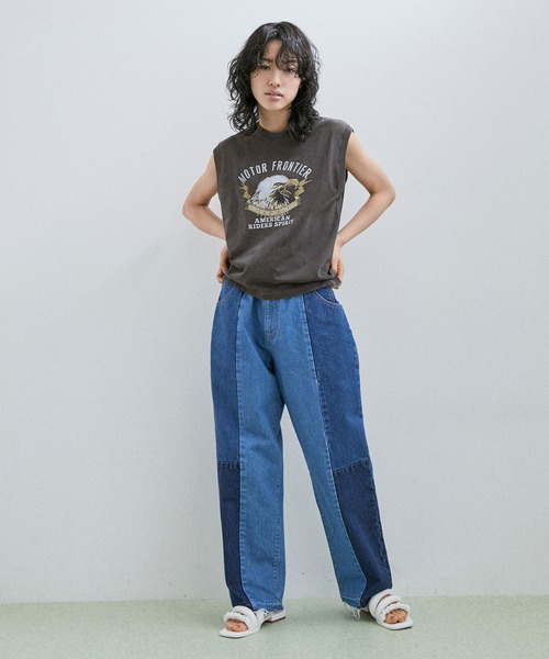 ADAM ET ROPE'（アダムエロペ）の「【Good Rock Speed】ORIGINAL ROCK SLEEVELESS TEE（タンクトップ・レディース・ブラック/ベージュ・FREE）」の3枚目の写真