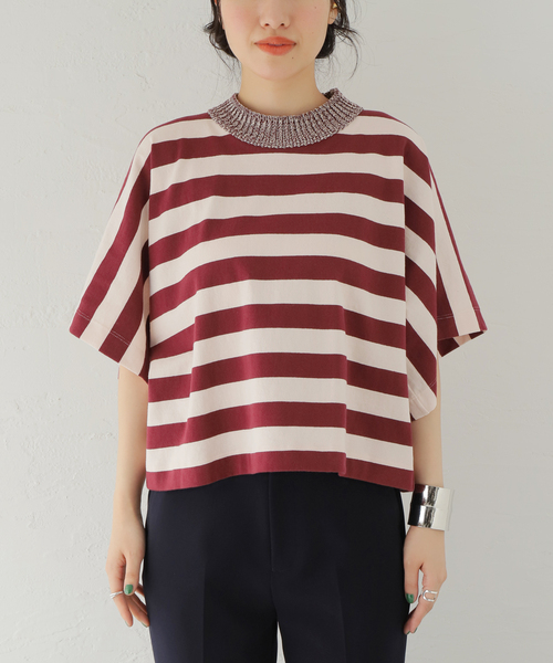 TELA（テラ）の「【TELA/テラ】ボーダーTシャツ（Tシャツ/カットソー・レディース・レンガ・SMALL）」の4枚目の写真