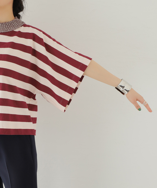 TELA（テラ）の「【TELA/テラ】ボーダーTシャツ（Tシャツ/カットソー・レディース・レンガ・SMALL）」の3枚目の写真
