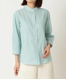 Pitta Re:) | 綿100% やわらかガーゼ スタンドカラー 七分袖カジュアルシャツ(シャツ/ブラウス)