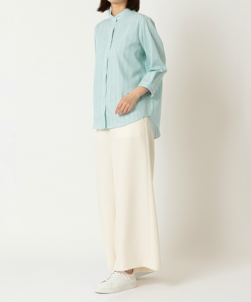 Pitta Re:)（ピッタリ）の「【Pitta Re:)】ふわっとガーゼシャツ 七分袖 綿100% レディースカジュアルシャツ（シャツ/ブラウス・レディース・ライトブルー・S/M/L/LL）」の2枚目の写真