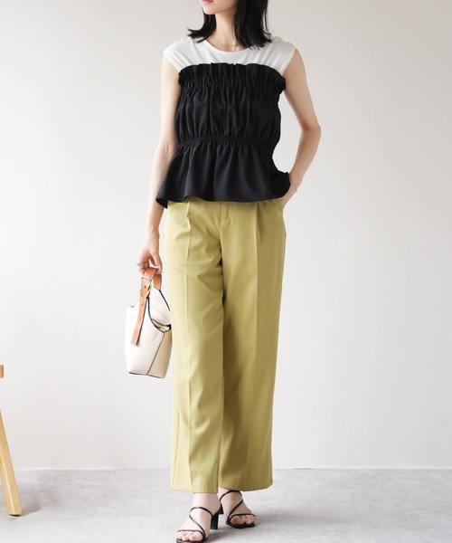 IAMUSE（アイアミューズ）の「リネンタッチ　ギャザーベアトップ S0999【IAMUSE】（その他トップス・レディース・ブラック/ベージュ・FREE）」の11枚目の写真