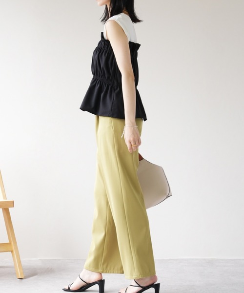 IAMUSE（アイアミューズ）の「リネンタッチ　ギャザーベアトップ S0999【IAMUSE】（その他トップス・レディース・ブラック/ベージュ・FREE）」の12枚目の写真