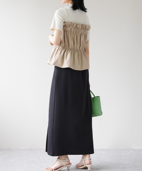 IAMUSE（アイアミューズ）の「リネンタッチ　ギャザーベアトップ S0999【IAMUSE】（その他トップス・レディース・ブラック/ベージュ・FREE）」の19枚目の写真