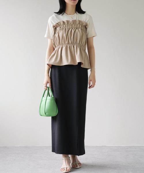 IAMUSE（アイアミューズ）の「リネンタッチ　ギャザーベアトップ S0999【IAMUSE】（その他トップス・レディース・ブラック/ベージュ・FREE）」の18枚目の写真