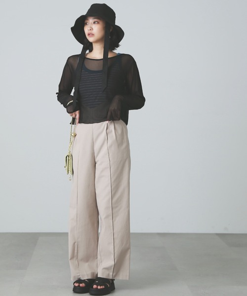 FREE'S MART（フリーズマート）の「◆［セットアップ対応］綿麻サス付きタックワイドパンツ（その他パンツ・レディース・ブラウン/パープル/ベージュ・X-SMALL/SMALL/MEDIUM）」の6枚目の写真