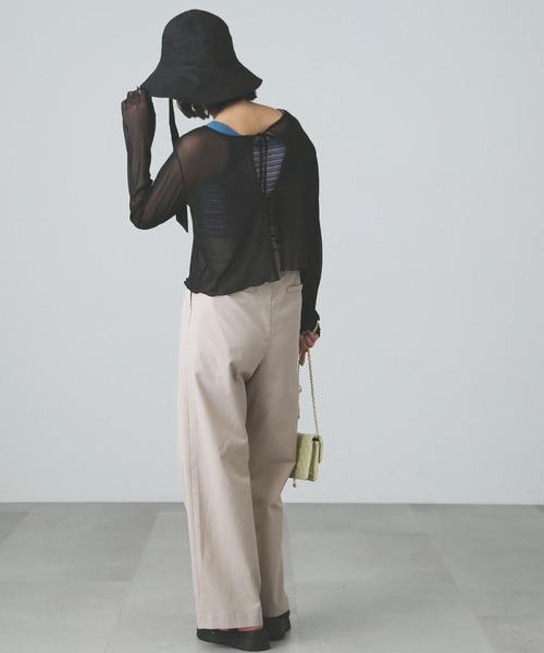 FREE'S MART（フリーズマート）の「◆［セットアップ対応］綿麻サス付きタックワイドパンツ（その他パンツ・レディース・ブラウン/パープル/ベージュ・X-SMALL/SMALL/MEDIUM）」の7枚目の写真