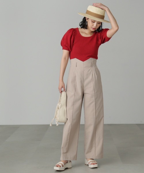 FREE'S MART（フリーズマート）の「◆［セットアップ対応］綿麻サス付きタックワイドパンツ（その他パンツ・レディース・ブラウン/パープル/ベージュ・X-SMALL/SMALL/MEDIUM）」の10枚目の写真