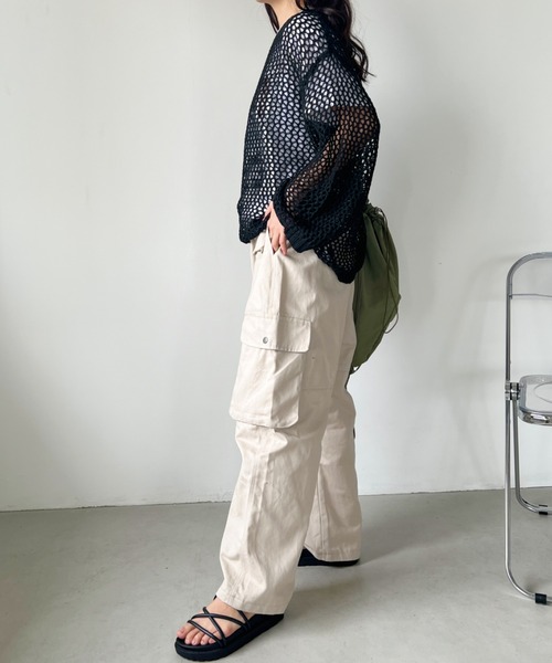 CLEA(クレア)の「Y2Kストレートベイカーカーゴパンツ(カーゴパンツ・レディース・ブラウン/アイボリー/ブラック・M/L)」の9枚目の写真