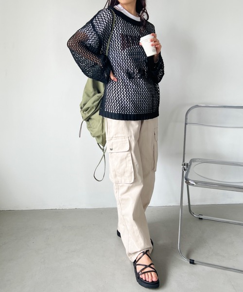CLEA(クレア)の「Y2Kストレートベイカーカーゴパンツ(カーゴパンツ・レディース・ブラウン/アイボリー/ブラック・M/L)」の10枚目の写真